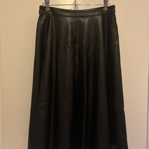 Vegan Leather Black A-Line Skirt